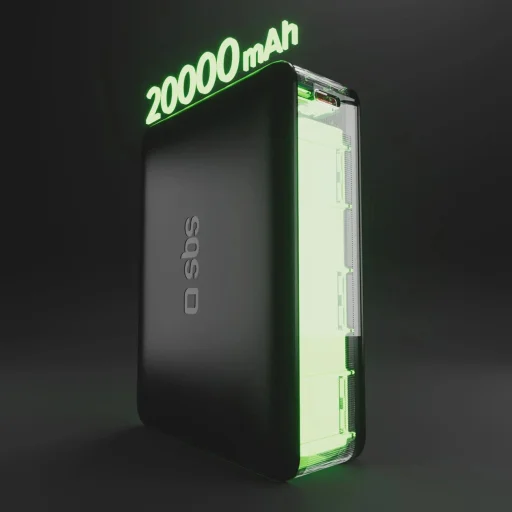 Powerbank SBS 20000mAh 65W PD AFC USB-C USB-A laptophoz, tablethez, okostelefonhoz - fekete - 7