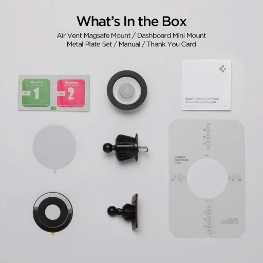 Spigen Mft13 Mágneses Magsafe Műszerfalra és Szellőzőre Szerelhető Autós Tartó Ezüst - 11