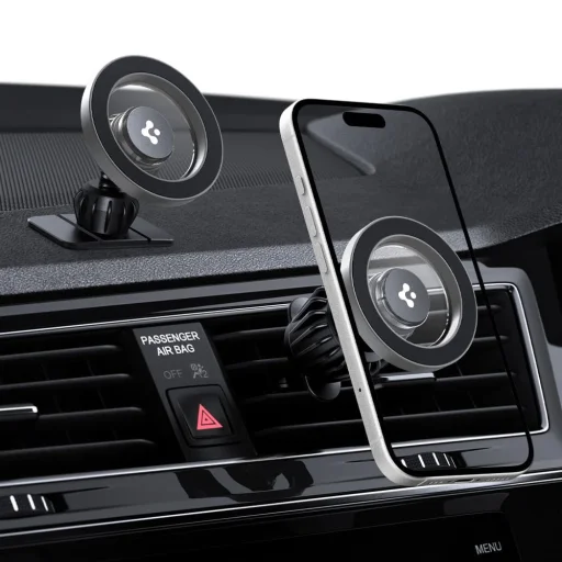 Spigen Mft13 Mágneses Magsafe Műszerfalra és Szellőzőre Szerelhető Autós Tartó Ezüst - 5