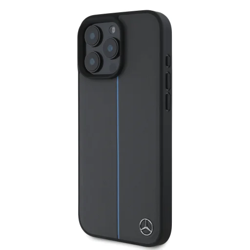 Mercedes Bőr Kék Csík MagSafe Tok iPhone 16 Pro-hoz Antracit Szürke tok - 2