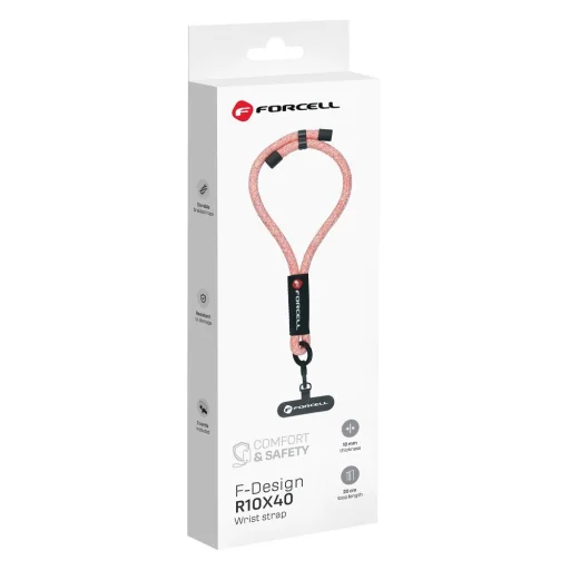 FORCELL F-DESIGN R10X40 csuklópánt mobiltelefonhoz, állítható hosszúsággal (max 20 cm a hurkon) rózsaszín-fehér - 4