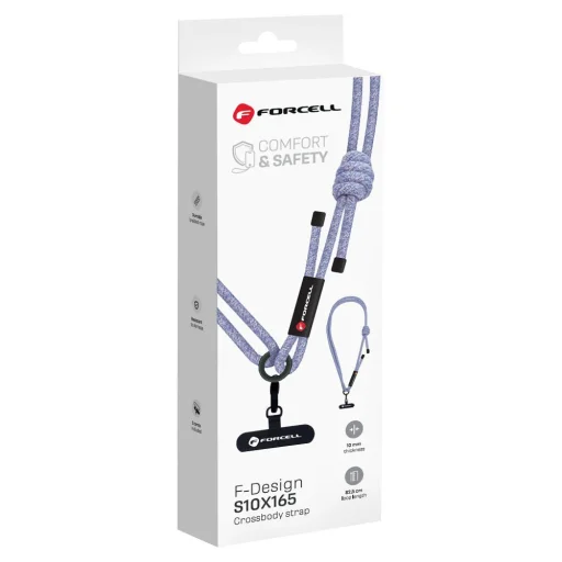 FORCELL F-DESIGN S10X165 keresztpántos telefontartó állítható hosszal (max 82,5 cm a hurokban) szürke-lila - 5