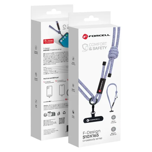 FORCELL F-DESIGN S10X165 keresztpántos telefontartó állítható hosszal (max 82,5 cm a hurokban) szürke-lila - 1