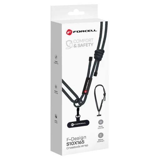 FORCELL F-DESIGN S10X165 állítható hosszúságú (max 82,5 cm a hurkon) crossbody telefon pánt fekete - 5