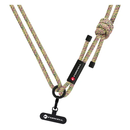 FORCELL F-DESIGN S10X165 állítható hosszúságú (max 82,5cm a hurokban) nyakba akasztható telefontartó pánt zöld rózsaszín lila - 3