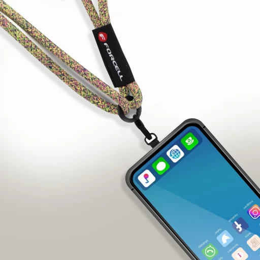 FORCELL F-DESIGN S10X165 állítható hosszúságú (max 82,5cm a hurokban) nyakba akasztható telefontartó pánt zöld rózsaszín lila - 4