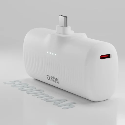 SBS EcoPower 5000 mAh 10W Powerbank beépített USB-C porttal - Fehér - 3