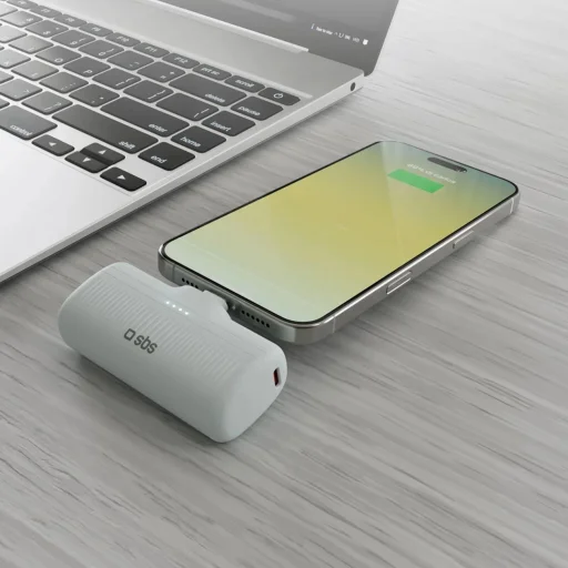 SBS EcoPower 5000 mAh 10W Powerbank beépített USB-C porttal - Szürke - 5
