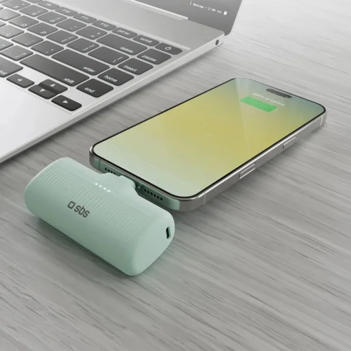 SBS EcoPower 5000 mAh 10W Powerbank beépített USB-C porttal - Zöld - 5
