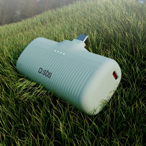 SBS EcoPower 5000 mAh 10W Powerbank beépített USB-C porttal - Zöld - 6