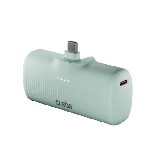 SBS EcoPower 5000 mAh 10W Powerbank beépített USB-C porttal - Zöld - 1
