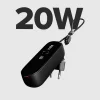 SBS Hybrid PD 20W 5000mAh Power Bank beépített kábellel és összecsukható dugóval - Fekete thumbnail