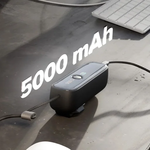 SBS Hybrid PD 20W 5000mAh Power Bank beépített kábellel és összecsukható dugóval - Fekete - 3