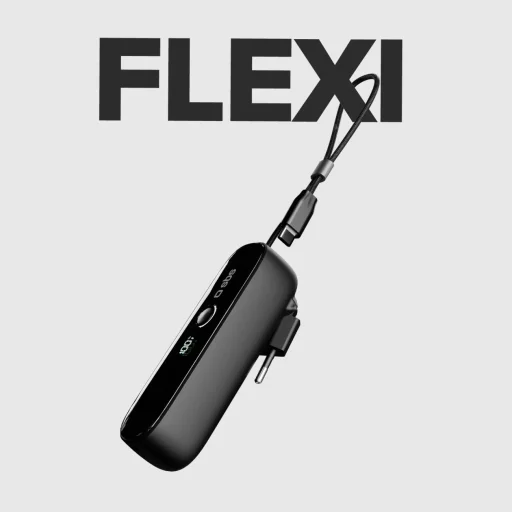 SBS Hybrid PD 20W 5000mAh Power Bank beépített kábellel és összecsukható dugóval - Fekete - 5