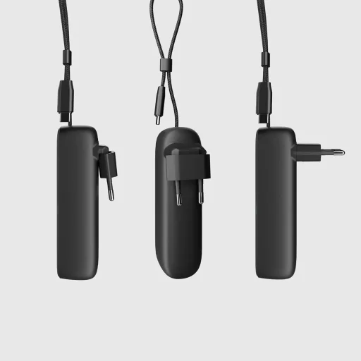 SBS Hybrid PD 20W 5000mAh Power Bank beépített kábellel és összecsukható dugóval - Fekete - 6