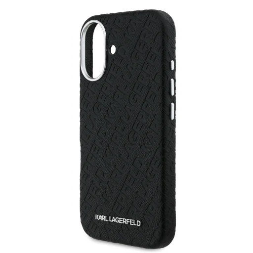  iPhone 16 Fekete Karl Lagerfeld Grained PU Repeated Logo MagSafe tok - 5