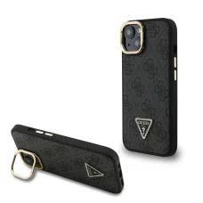 Guess PU 4G Strass Triangle Logo Stand Camera Frame MagSafe iPhone 15 tok