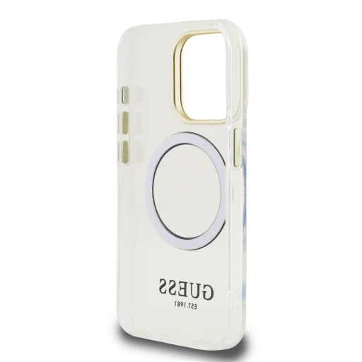 Guess IML Arany Kontúros Kitámasztós Kamera Keretes MagSafe tok iPhone 15 Pro Átlátszó - 6