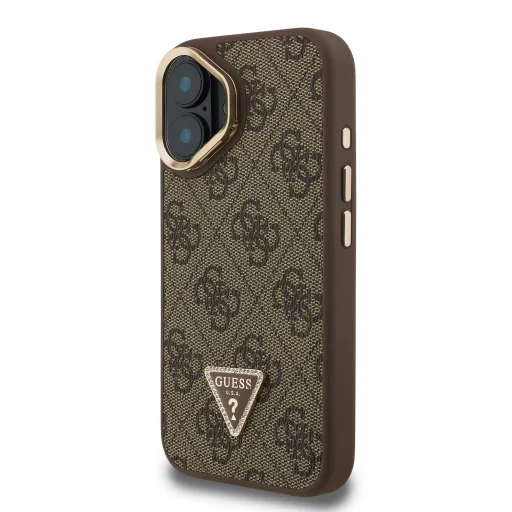  iPhone 16 Barna Guess PU 4G Strass Triangle Logo Stand Camera Frame MagSafe tok - 2