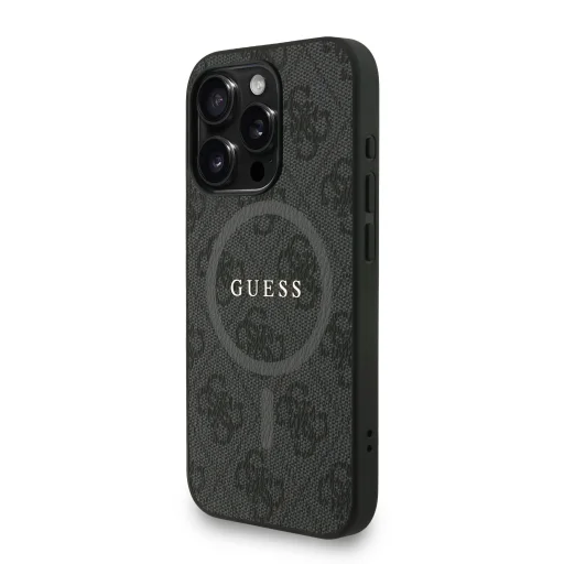 Guess PU Leather 4G Színes Gyűrűs Pánt MagSafe iPhone 15 Pro tok Fekete tok - 2