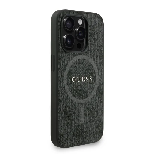 Guess PU Leather 4G Színes Gyűrűs Pánt MagSafe iPhone 15 Pro tok Fekete tok - 3