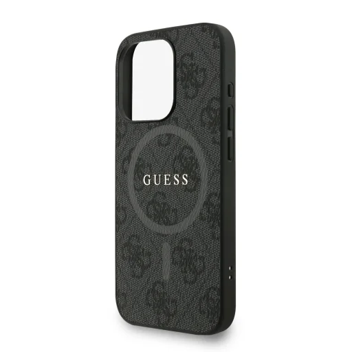Guess PU Leather 4G Színes Gyűrűs Pánt MagSafe iPhone 15 Pro tok Fekete tok - 4