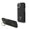  iPhone 14 Fekete Guess PU 4G Strass Triangle Logo Stand Camera Frame MagSafe tok - 1