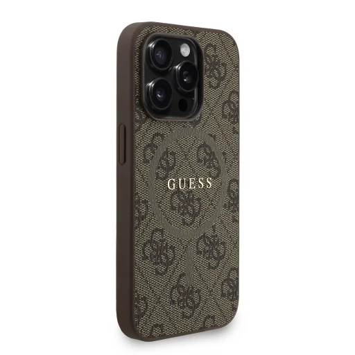 Guess PU Leather 4G Colored Ring Strap MagSafe tok iPhone 15 Pro barna tok - 3