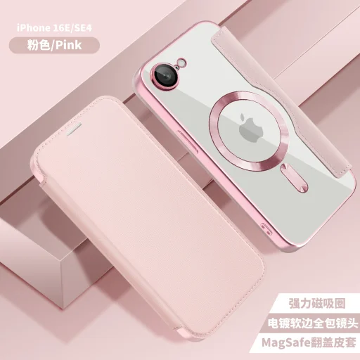  Techsuit - SmartMag könyvtok - iPhone 16e - Rózsaszín tok - 6