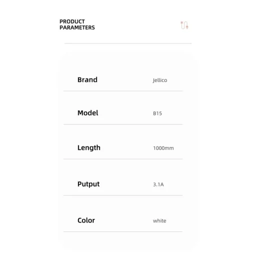 JELLICO kábel B15 Lightning 3.1A 1M Fehér - 4