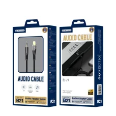 JELLICO kábel B21 Lightning - JACK 3.5MM 1.2M Fekete