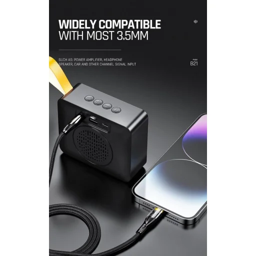 JELLICO kábel B21 Lightning - JACK 3.5MM 1.2M Fekete - 3