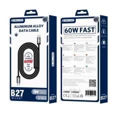 JELLICO kábel B27 USB-C - USB-C PD 60W 1M Fekete