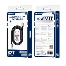 JELLICO kábel B27 USB-C - Lightning PD 30W 1M Fekete