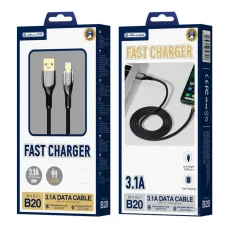 JELLICO kábel B20 Lightning 3.1A 1M Fekete