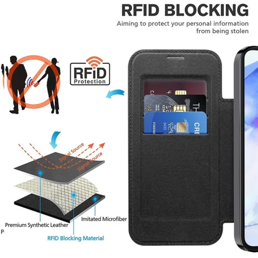  Techsuit - SmartMag Könyv Tok - Samsung Galaxy A55 5G - Fekete tok - 3