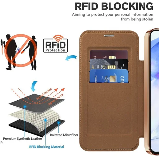  Techsuit - SmartMag könyvtok - Samsung Galaxy A55 5G - Barna tok - 5