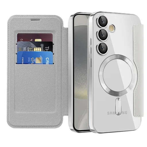  Techsuit - SmartMag Könyv Tok - Samsung Galaxy S24 - Szürke tok - 1