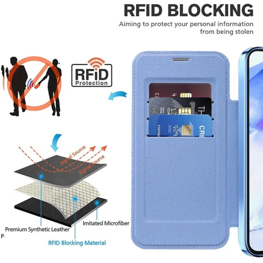  Techsuit - SmartMag Könyv Tok - Samsung Galaxy A55 5G - Világoskék tok - 5