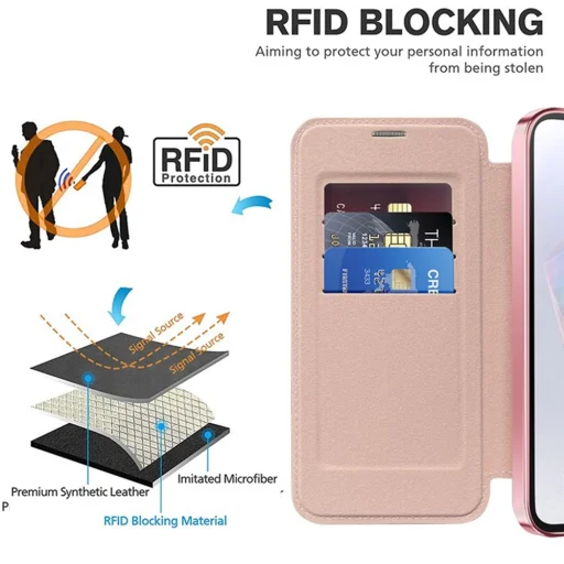  Techsuit - SmartMag Könyvtok - Samsung Galaxy A35 5G - Rózsaszín tok - 5