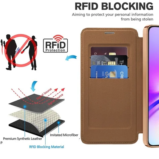  Techsuit - SmartMag könyv tok - Samsung Galaxy A05 - Barna - 5