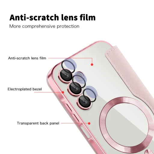  Techsuit - SmartMag könyvtok - Samsung Galaxy A15 4G / A15 5G - Rózsaszín tok - 3