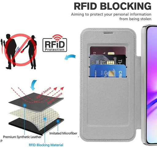  Techsuit - SmartMag Könyv Tok - Samsung Galaxy A05 - Szürke tok - 5