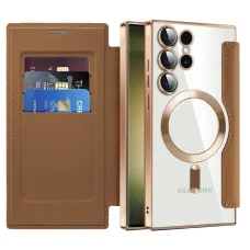  Techsuit - SmartMag könyvtok - Samsung Galaxy S23 Ultra - Barna tok