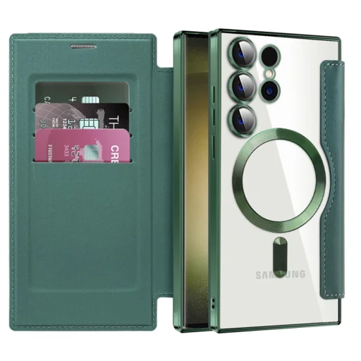  Techsuit - SmartMag könyvtok - Samsung Galaxy S23 Ultra - Zöld tok - 1