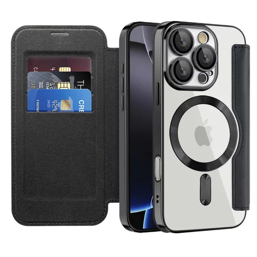  Techsuit - SmartMag könyv tok - iPhone 16 Pro - Fekete - 1