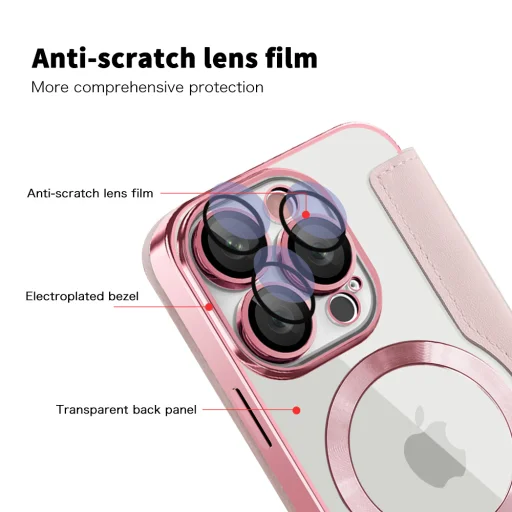  Techsuit - SmartMag könyvtok - iPhone 16 Pro Max - Rózsaszín tok - 3