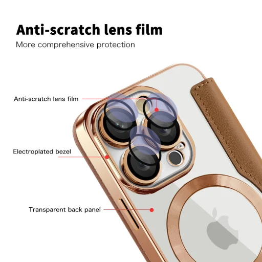  Techsuit - SmartMag könyvtok - iPhone 16 Pro Max - Barna tok - 3