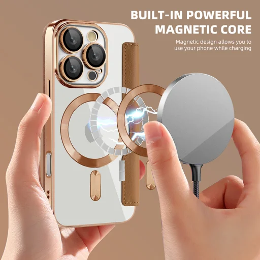  Techsuit - SmartMag könyvtok - iPhone 16 Pro Max - Barna tok - 6