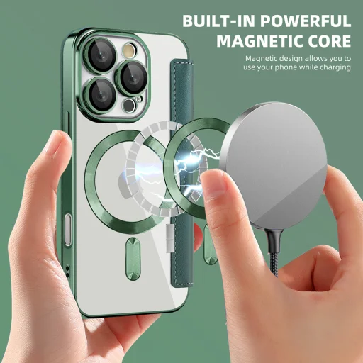  Techsuit - SmartMag könyvtok - iPhone 16 Pro Max - Zöld tok - 6